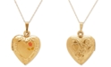 Italian Gold Engraved Heart Locket Pendant Necklace in 10k Gold